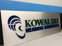 Brushed alu panel with formed lettering  Finished product!  This sign will be installed onto a reception area wall with standoffs